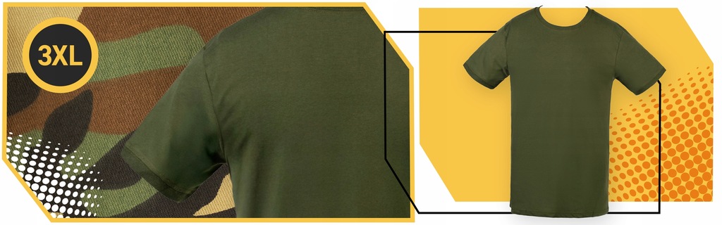 Koszulka T shirt Wojsko 100% Bawełna Khaki Tshirt Linia plus size (duże rozmiary)